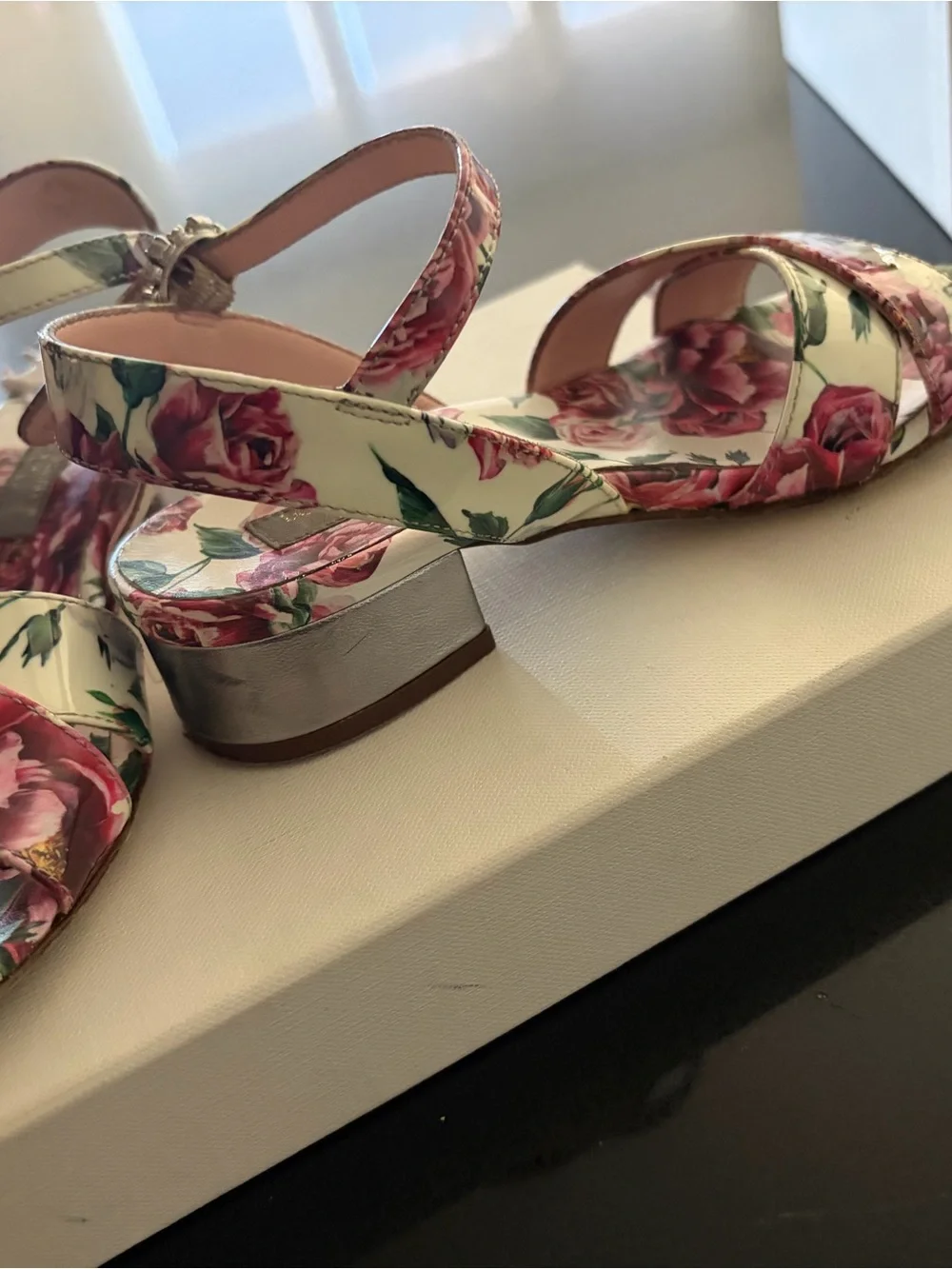 Dolce & Gabbana Floral Ankle-Strap Sandals - Pink/Green